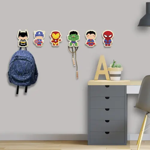 Ganchos de Parede 2D - Kit Super Heróis (06 peças)