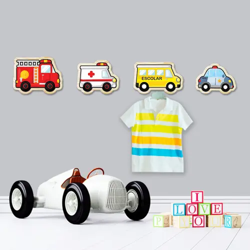 Ganchos de Parede 2D - Kit Carrinhos (04 peças)