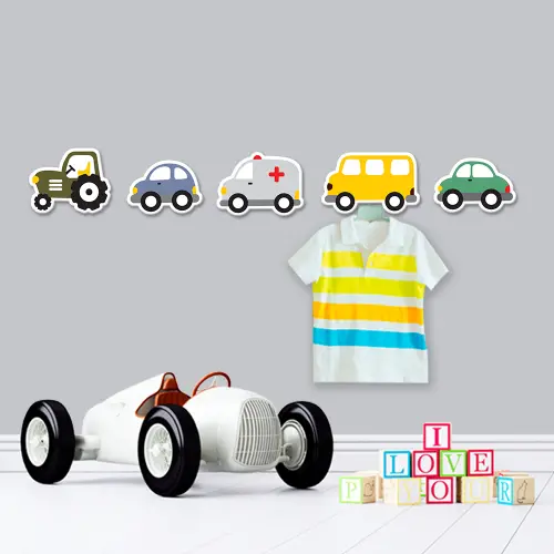 Ganchos de Parede 2D - Kit Carrinhos (04 peças)