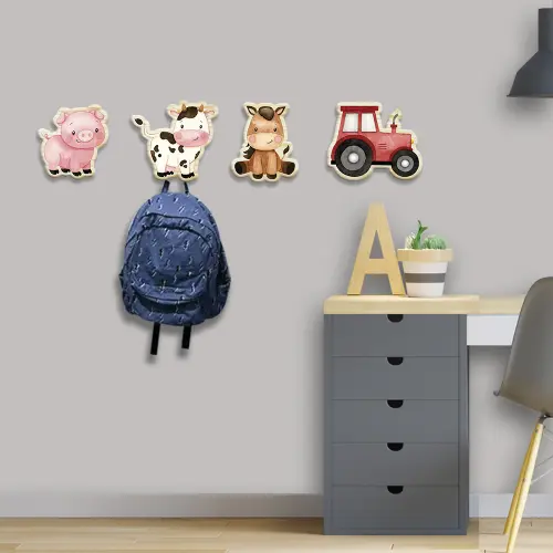 Ganchos de Parede 2D - Kit Animais Fazendinha (04 peças)