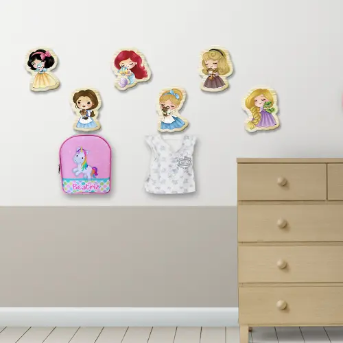 Ganchos de Parede 2D - Kit Princesas (06 peças)
