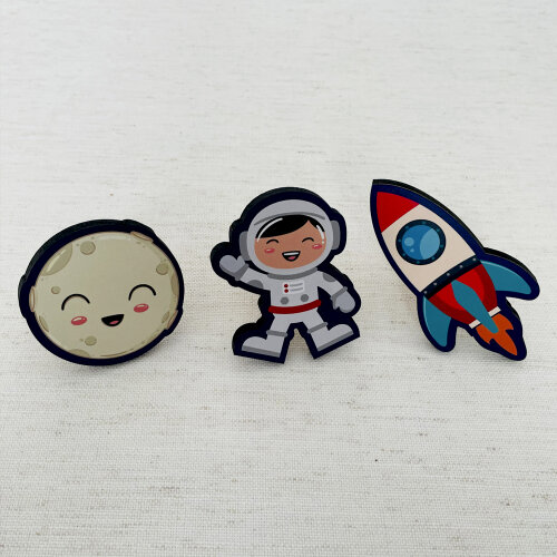Ganchos de Parede 2D - Kit Astronauta (03 peças)
