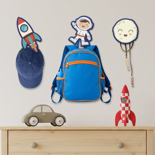 Ganchos de Parede 2D - Kit Astronauta (03 peças)