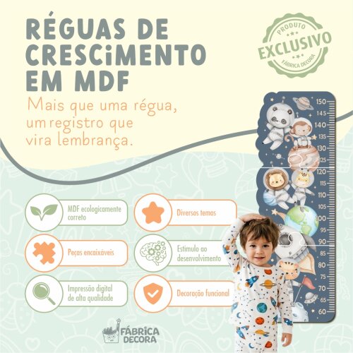 Régua de Crescimento Infantil MDF - Castelo Menina