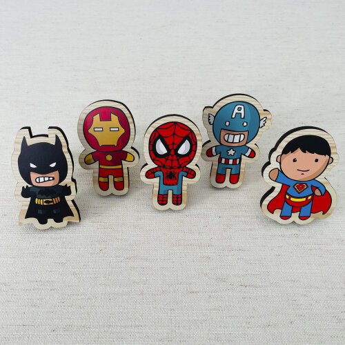 Ganchos de Parede 2D - Kit Super Heróis (05 peças)