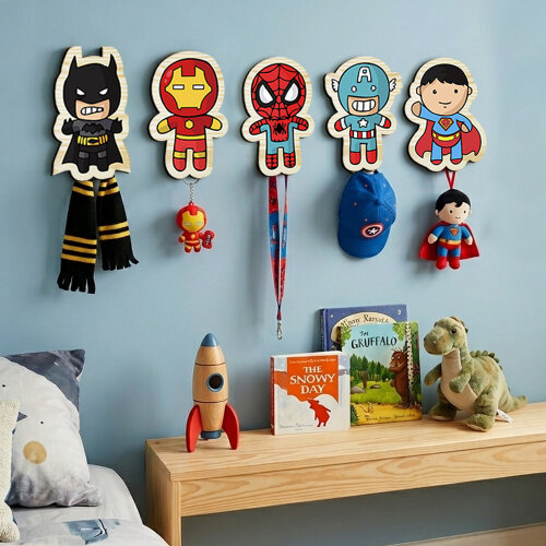 Ganchos de Parede 2D - Kit Super Heróis (05 peças)