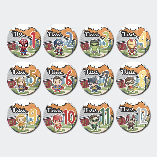 Mesversário Mdf Basic - Super Heróis Aquarela