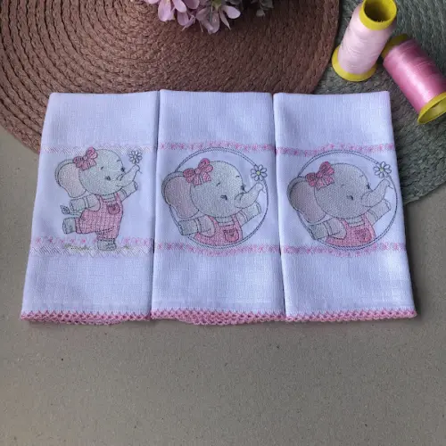 Trio de Fraldas de Boca Bordadas Mabber