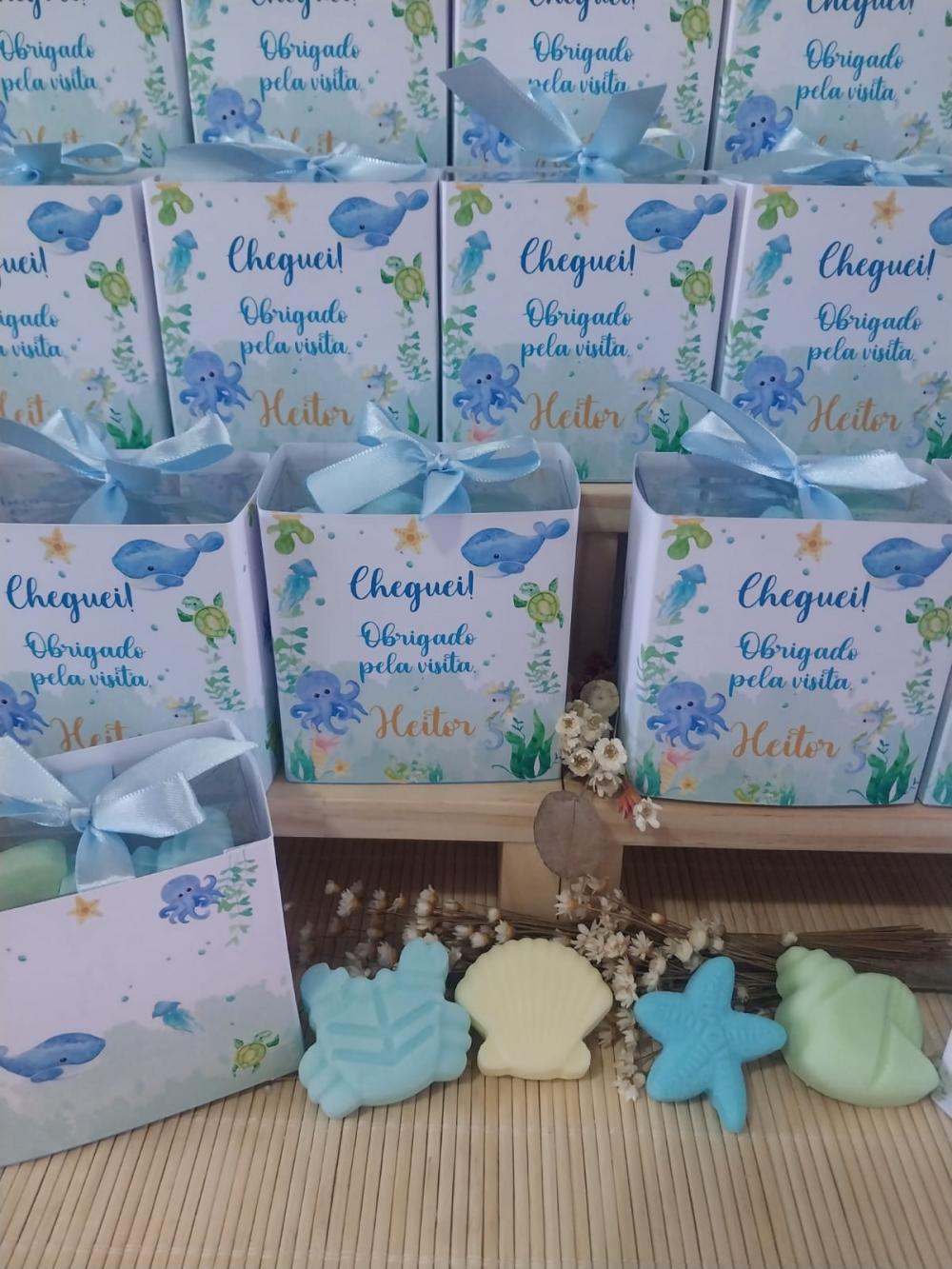20 Lembrancinhas Maternidade Fundo do Mar Sabonetes Personalizado