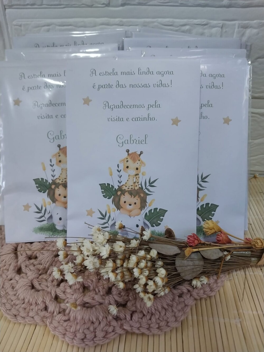 Lembrancinha Maternidade Envelope Aromatizador Safari