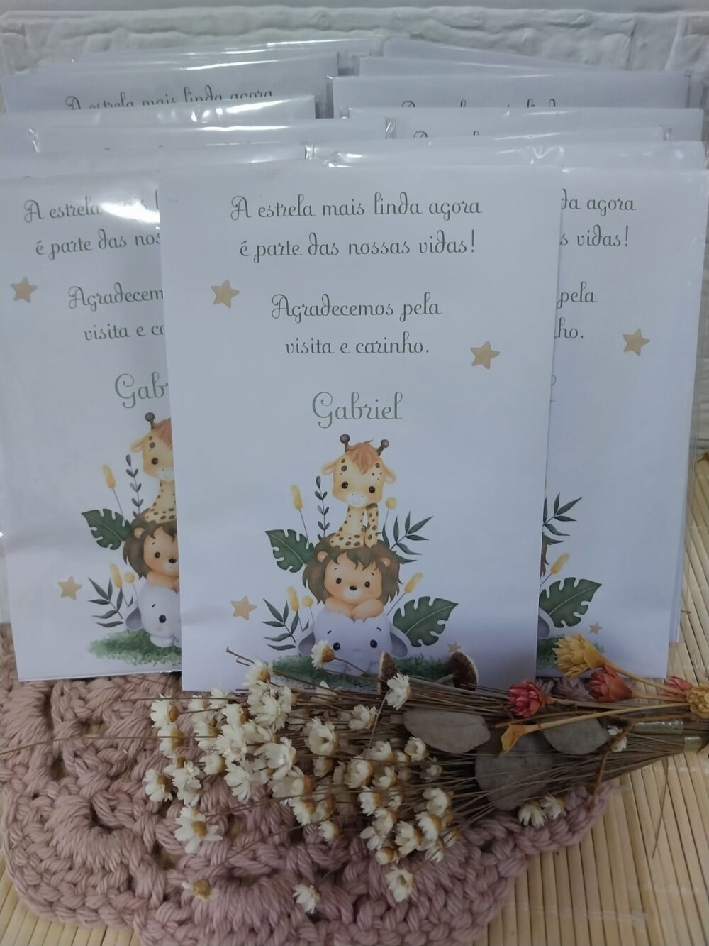 Lembrancinha Maternidade Envelope Aromatizador Safari