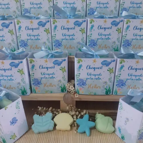 20 Lembrancinhas Maternidade Fundo do Mar Sabonetes Personalizados
