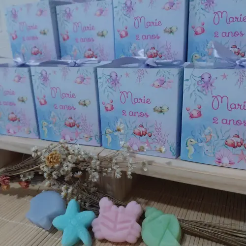 20 Lembrancinhas Aniversário Fundo do Mar Sabonetes Personalizados