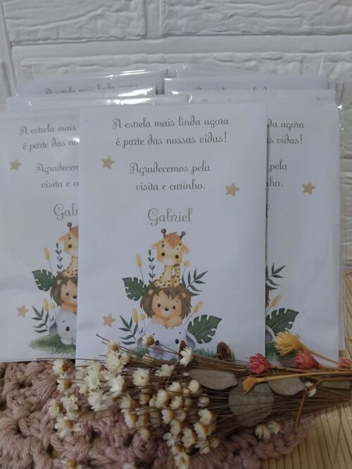 Lembrancinha Maternidade Envelope Aromatizador Safari
