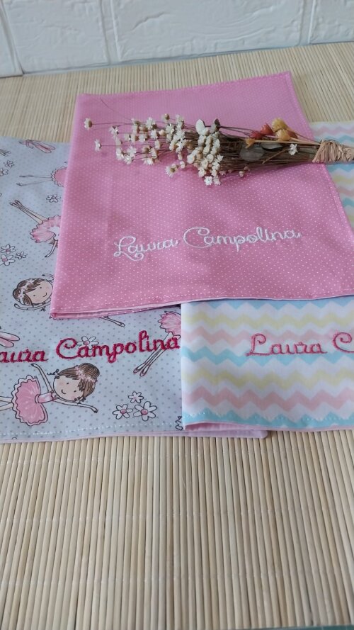 Kit 3 Toalhinhas Bordadas Escolar
