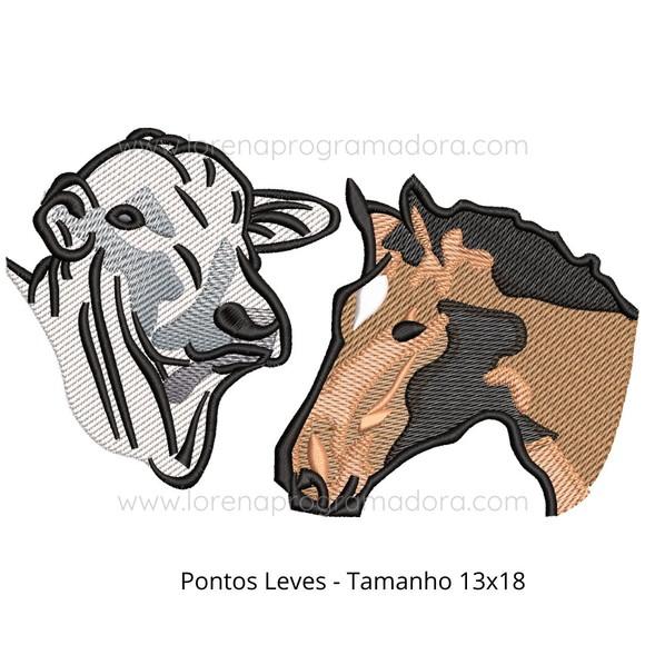 Matriz Bordado Cavalo e Boi Pontos Leves