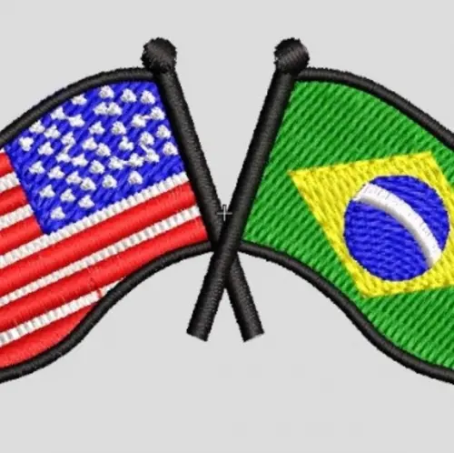 Matriz Bordado Bandeira Eua Brasil