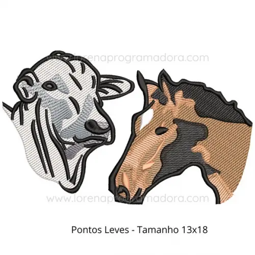 Matriz Bordado Cavalo e Boi Pontos Leves