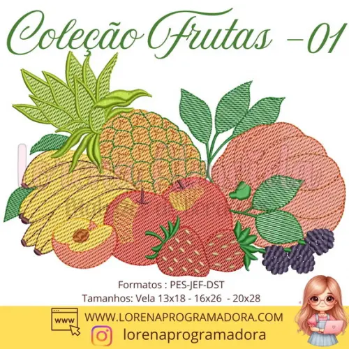 Matriz Bordado Frutas Pano de Prato
