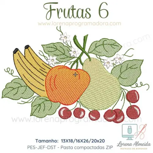 Matriz Bordado Frutas Pano de Prato