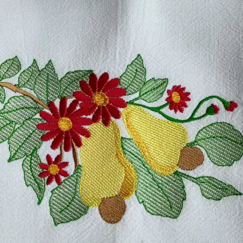 Matriz Bordado Pano de Prato Frutas Caju