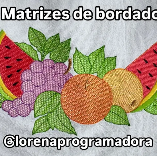 Matriz Bordado Pano de Prato Frutas