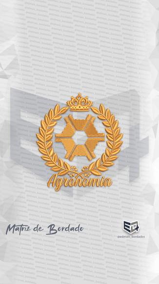 Matriz de Bordado Agronomia Coroa Brasão Simbolo Jaleco