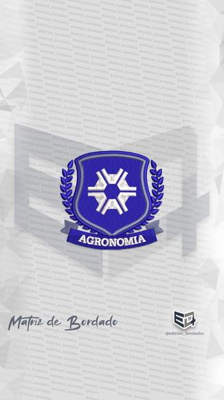 Matriz de Bordado Agronomia Brasão Azul Simbolo Jaleco