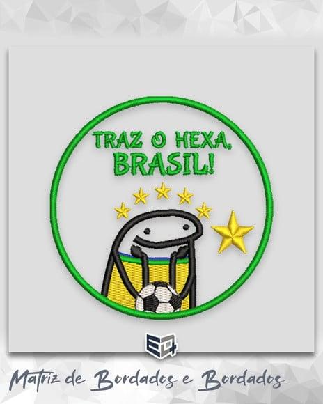 Matriz de Bordado Bento Cake Flork Brasil Hexa Copa Mundo