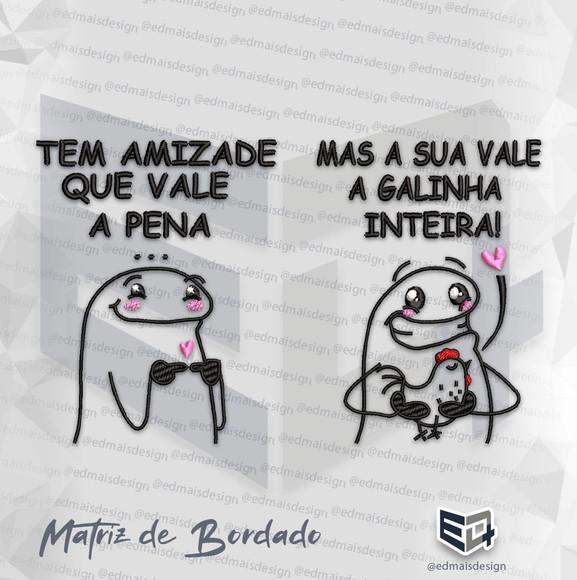 Matriz de Bordado Bento Flork Amizade Pena Galinha Inteira