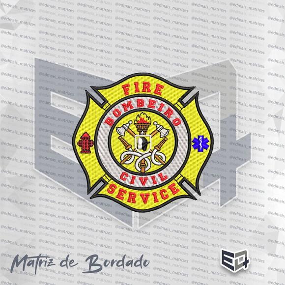 Matriz de Bordado Bombeiro Civil - Fire Service l
