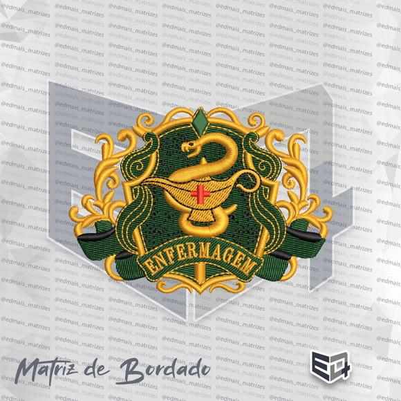 Matriz de Bordado Brasão Enfermagem 17 Luxo Ornamental