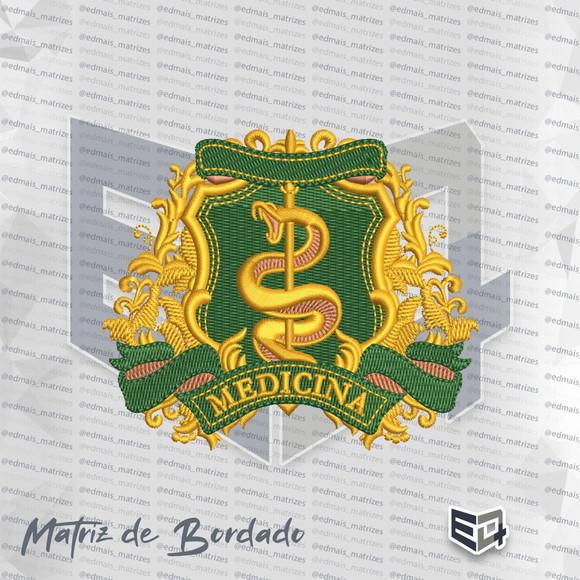 Matriz de Bordado Brasão Medicina 08 Ornamental Clássico