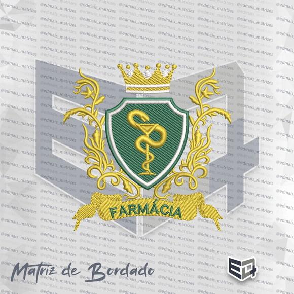 Matriz de Bordado Farmácia Brasão Real com Taça e Serpente
