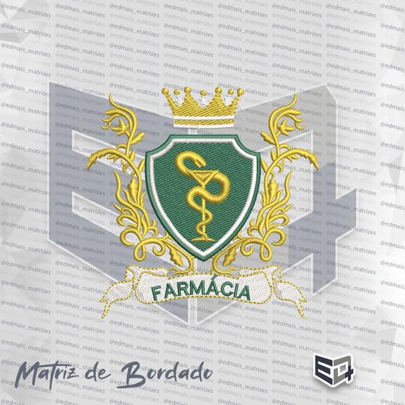 Matriz de Bordado Farmácia Brasão Real com Taça Branco