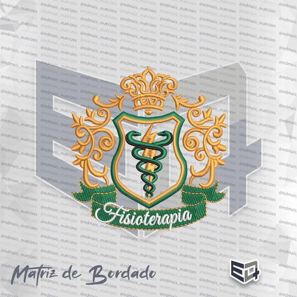 Matriz de Bordado Fisioterapia Brasão Real com Coroa