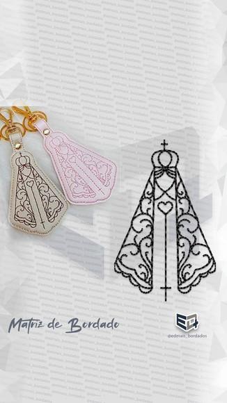 Matriz de Bordado Nossa Senhora de Aparecida Chaveiro Linhas