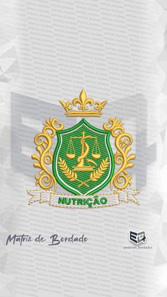 Matriz de Bordado Nutrição Brasão Coroa Simbolo Jaleco Logo
