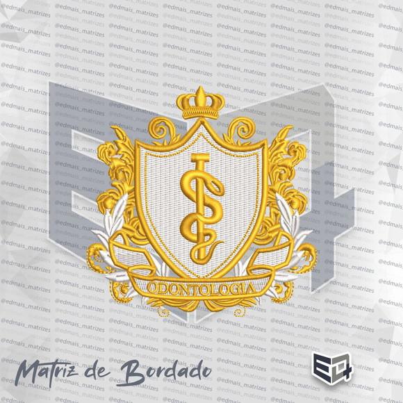 Matriz de Bordado Odontologia Brasão de Luxo - Escudo Branco