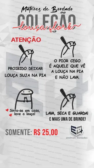Coleção Matriz de Bordado Flork Louça