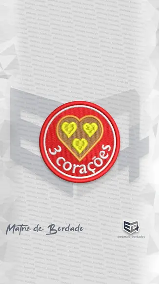 Matriz de Bordado 3 Corações Logo 1