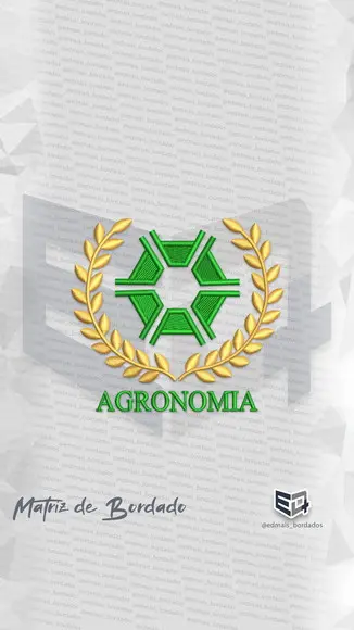 Matriz de Bordado Agronomia 2 Coroa Brasão Simbolo Jaleco