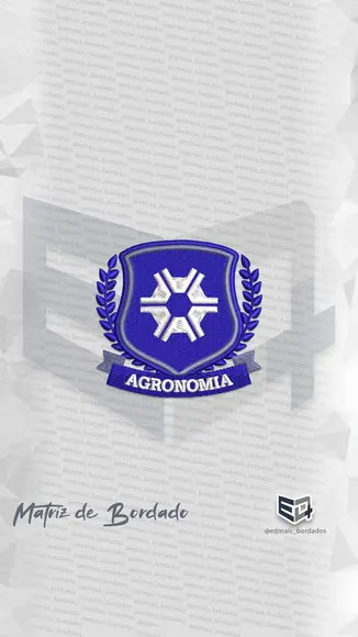 Matriz de Bordado Agronomia Brasão Azul Simbolo Jaleco