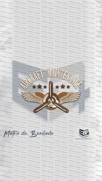 Matriz de Bordado Airtcraft Maintenance Avição Asas Voador
