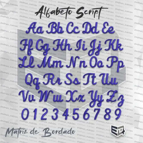 Matriz de Bordado Alfabeto Letras Script
