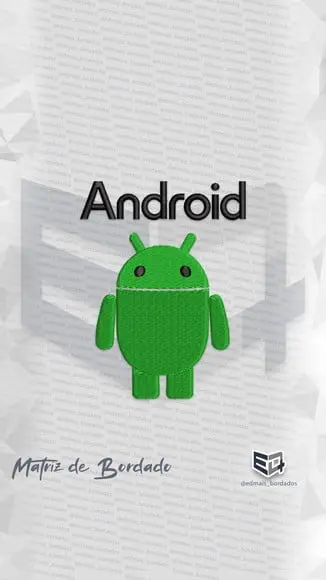Matriz de Bordado Android Logo Robô Inteiro Novo