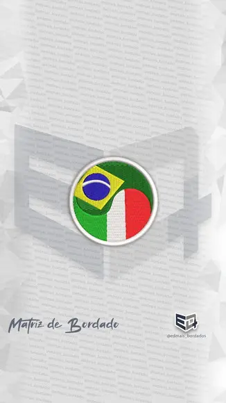 Matriz de Bordado Bandeira Patch Brasil Italia