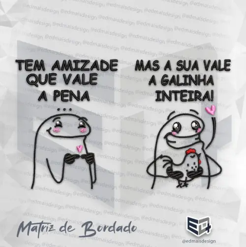 Matriz de Bordado Bento Flork Amizade Pena Galinha Inteira