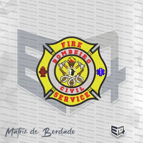Matriz de Bordado Bombeiro Civil - Fire Service l