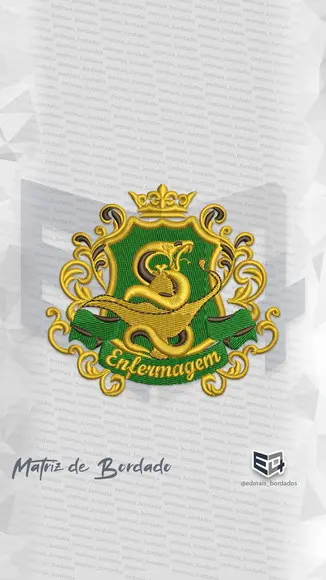 Matriz de Bordado Brasão Enfermagem Coroa